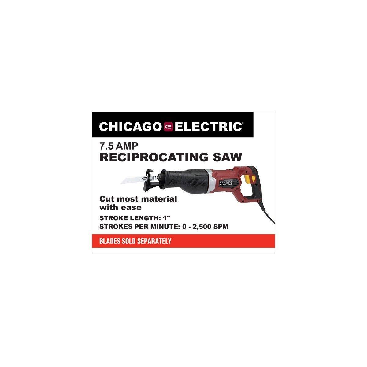 Chicago Electric 7.5 Amp Heavy Duty Variable Speed Reciprocating Saw