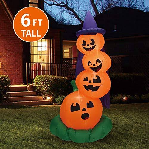 Joiedomi Halloween 6 ft Inflatable Stacked Pumpkins with Build-in LEDs ...