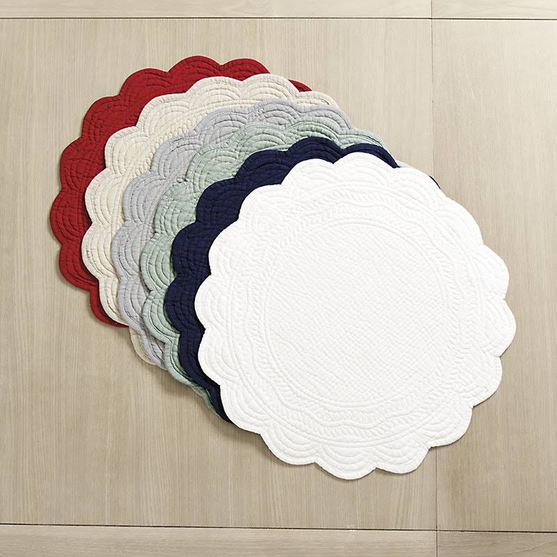 Set of 4 Marseille Linen Round Quilted Placemats Natural Ballard