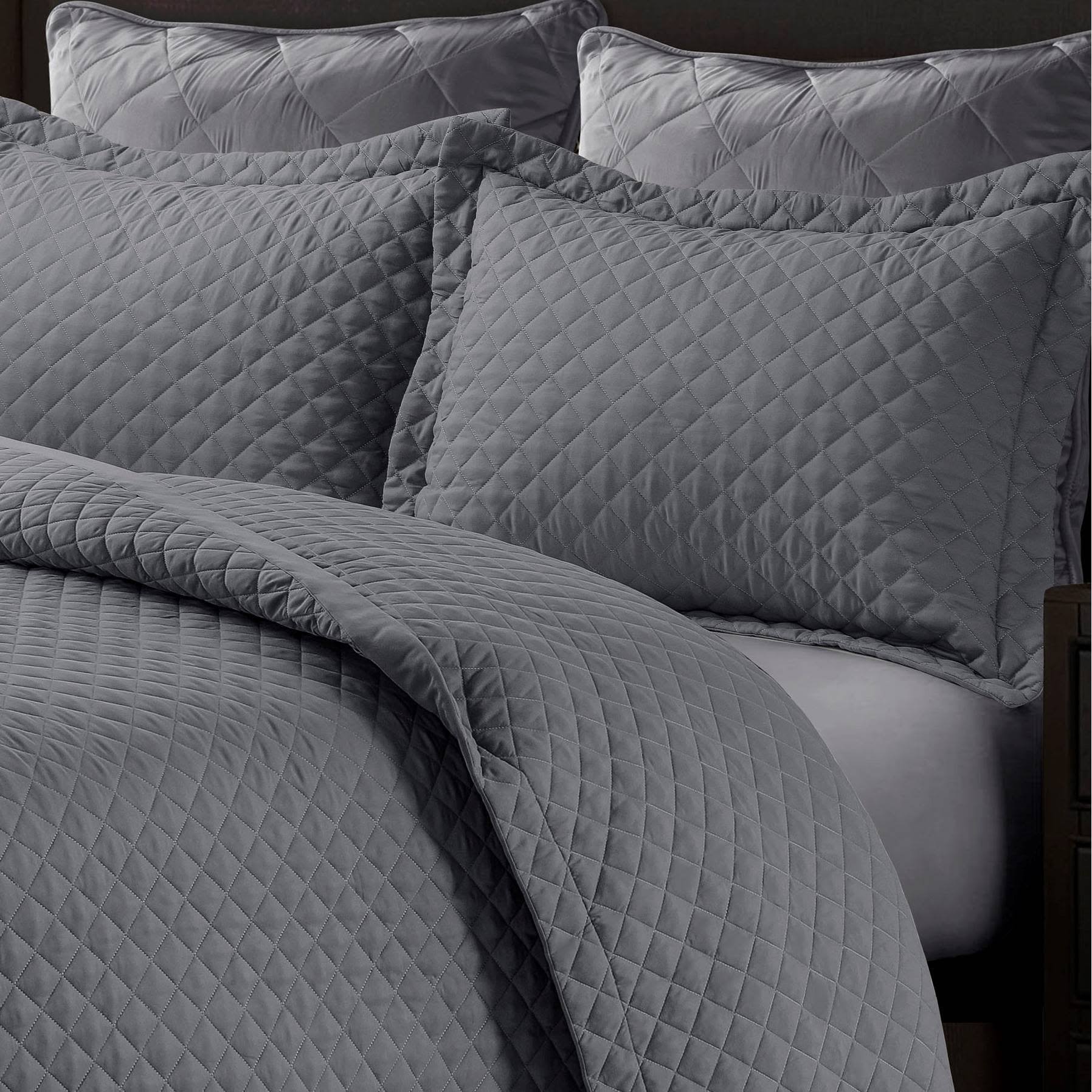 Brisbane Solid Oversized Quilt Set Twin Grey WGL03