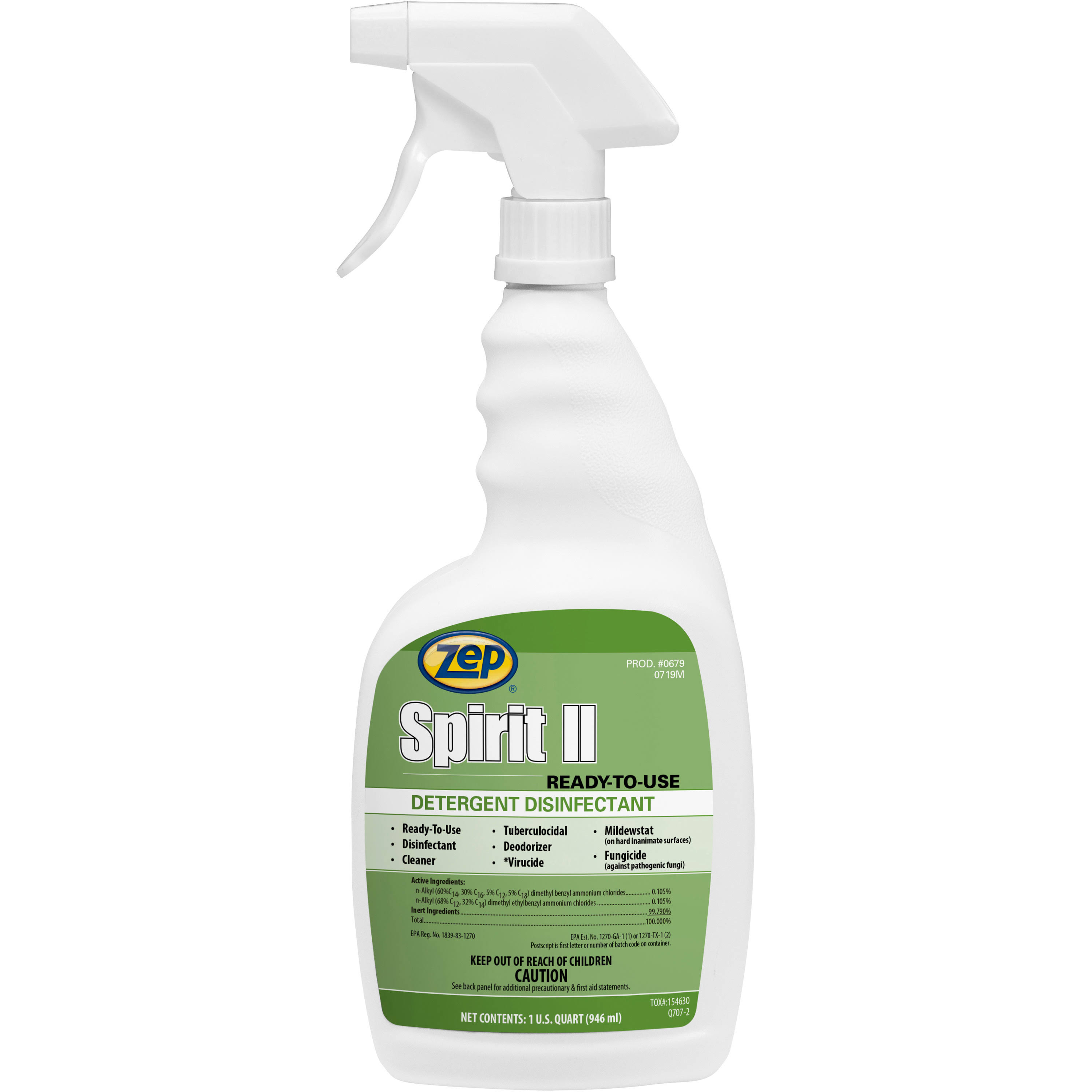 Zep 67909 Spirit II ReadytoUse Disinfectant, Citrus Scent, 32 oz