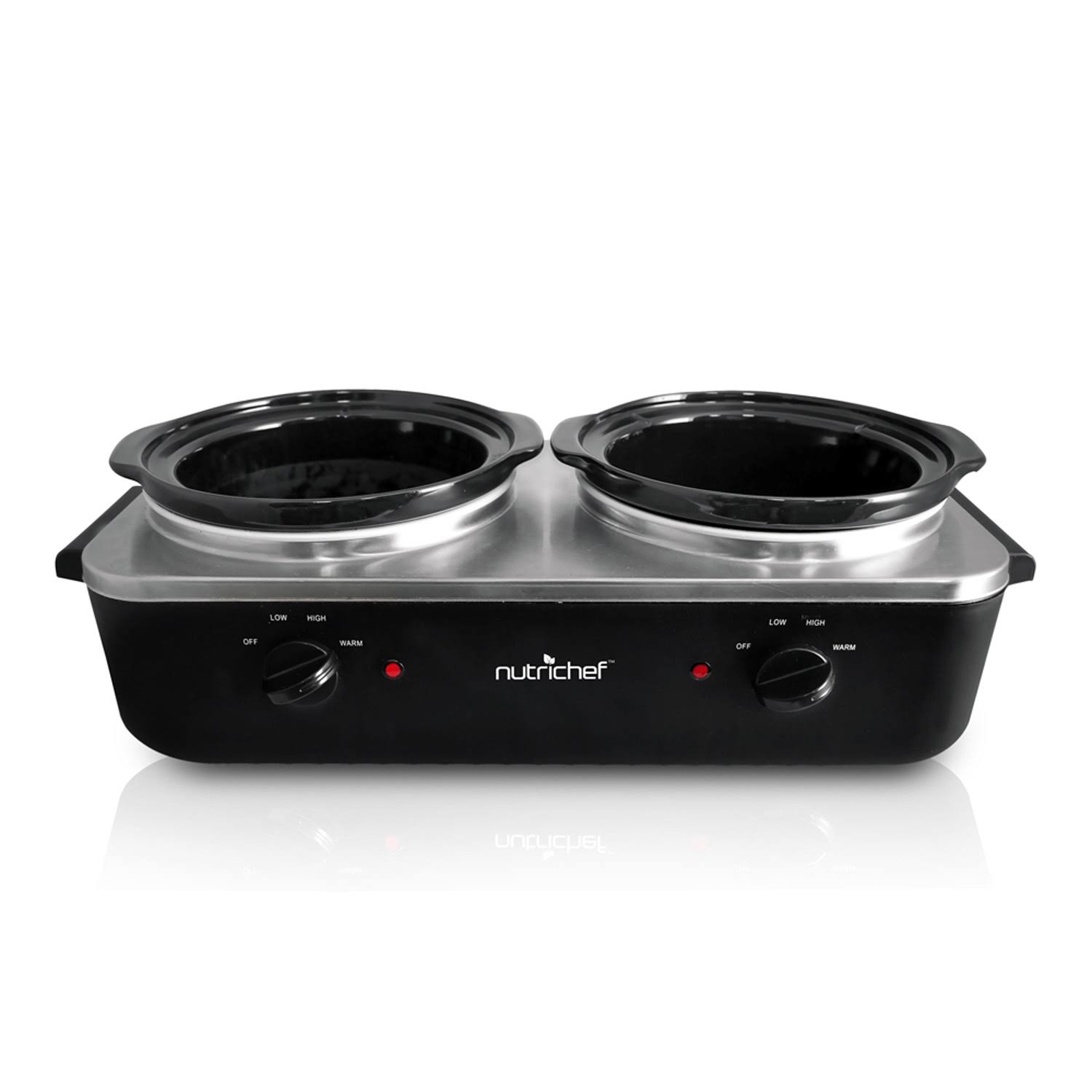 Nutrichef PKBFWM26 Dual Pot Electric Slow Cooker Food Warmer WGL03