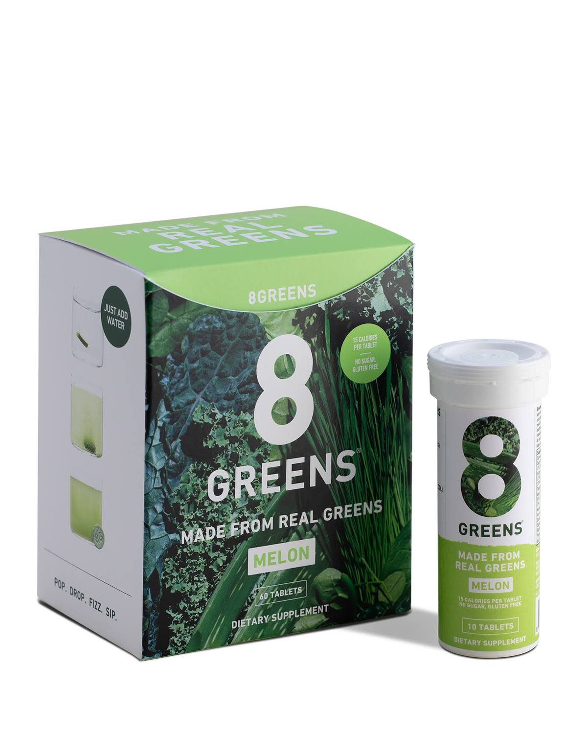 8Greens Effervescent Drink Tablets 60 Count Flavors ,Melon WGL03