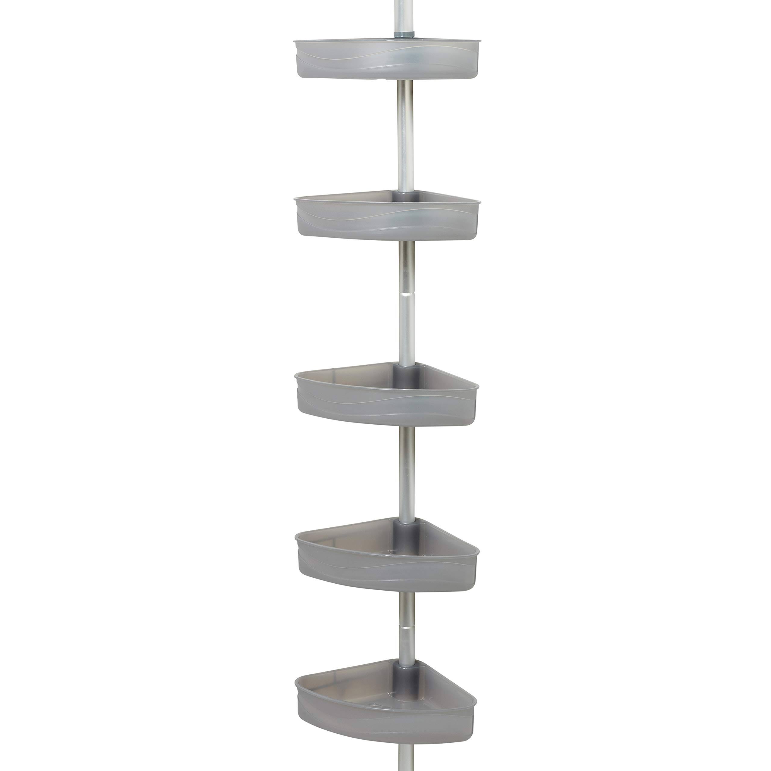 Zenna Home E2152ALKGY NeverRust Aluminum Tension Corner Shower Caddy