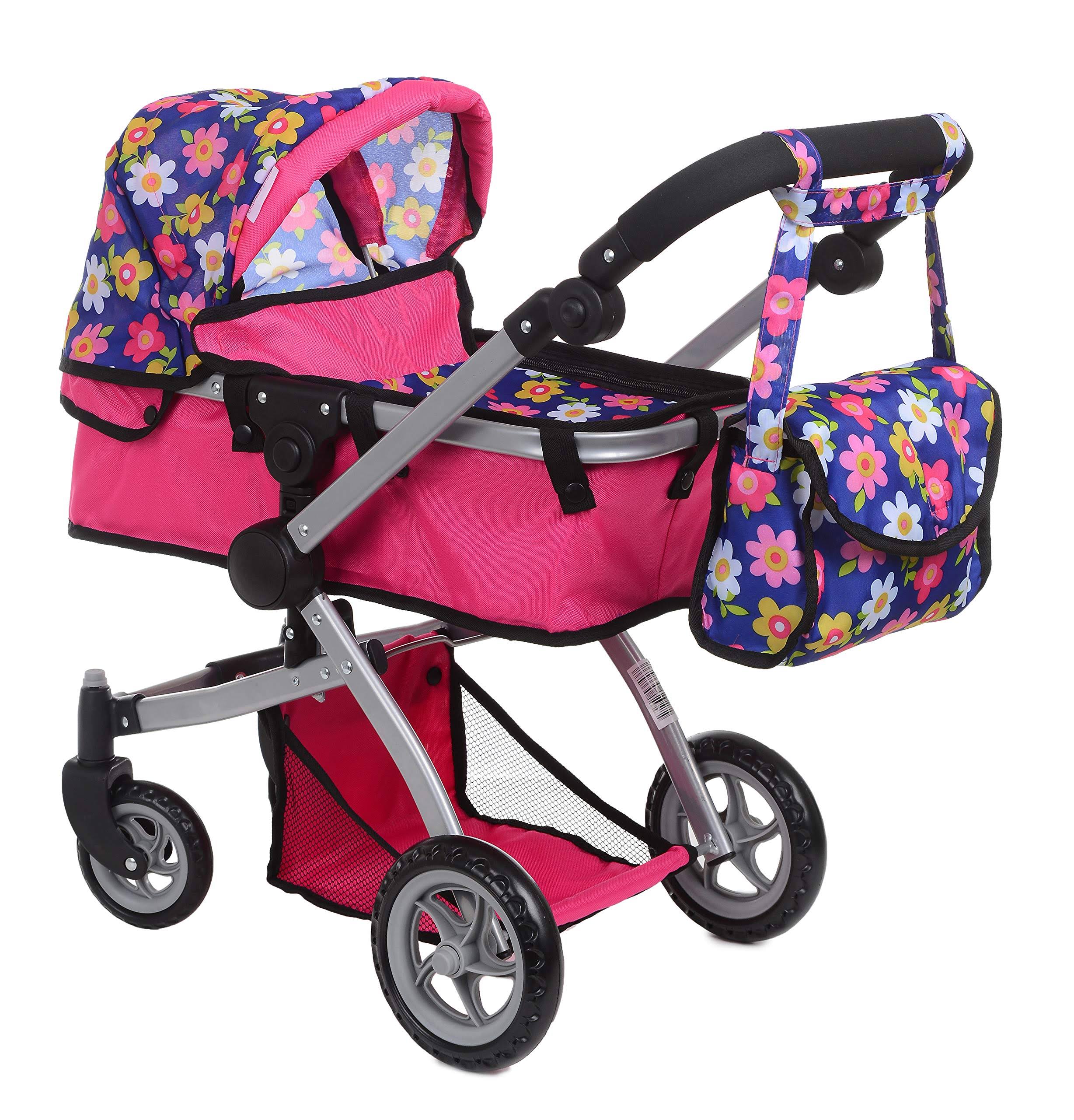 Exquisite Buggy Foldable Pram for Baby Doll with Polka Dots Design