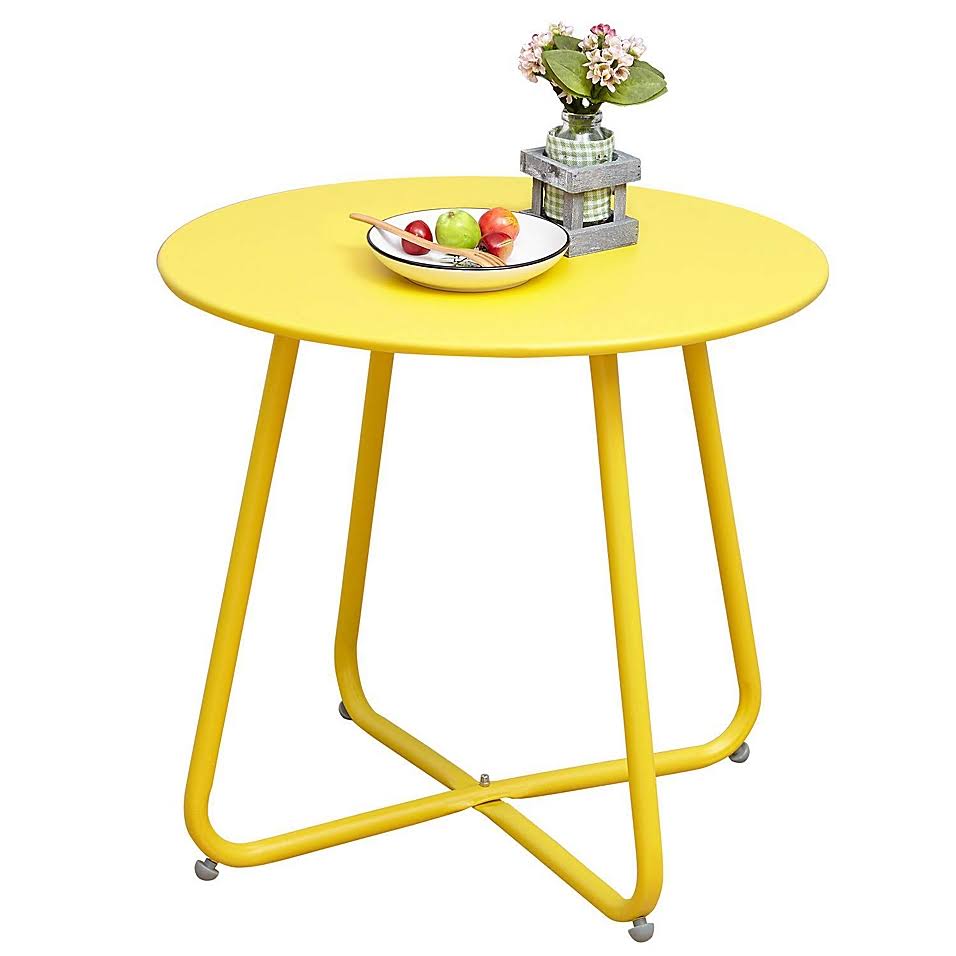 Steel Round Patio Coffee Table in Yellow WGL03