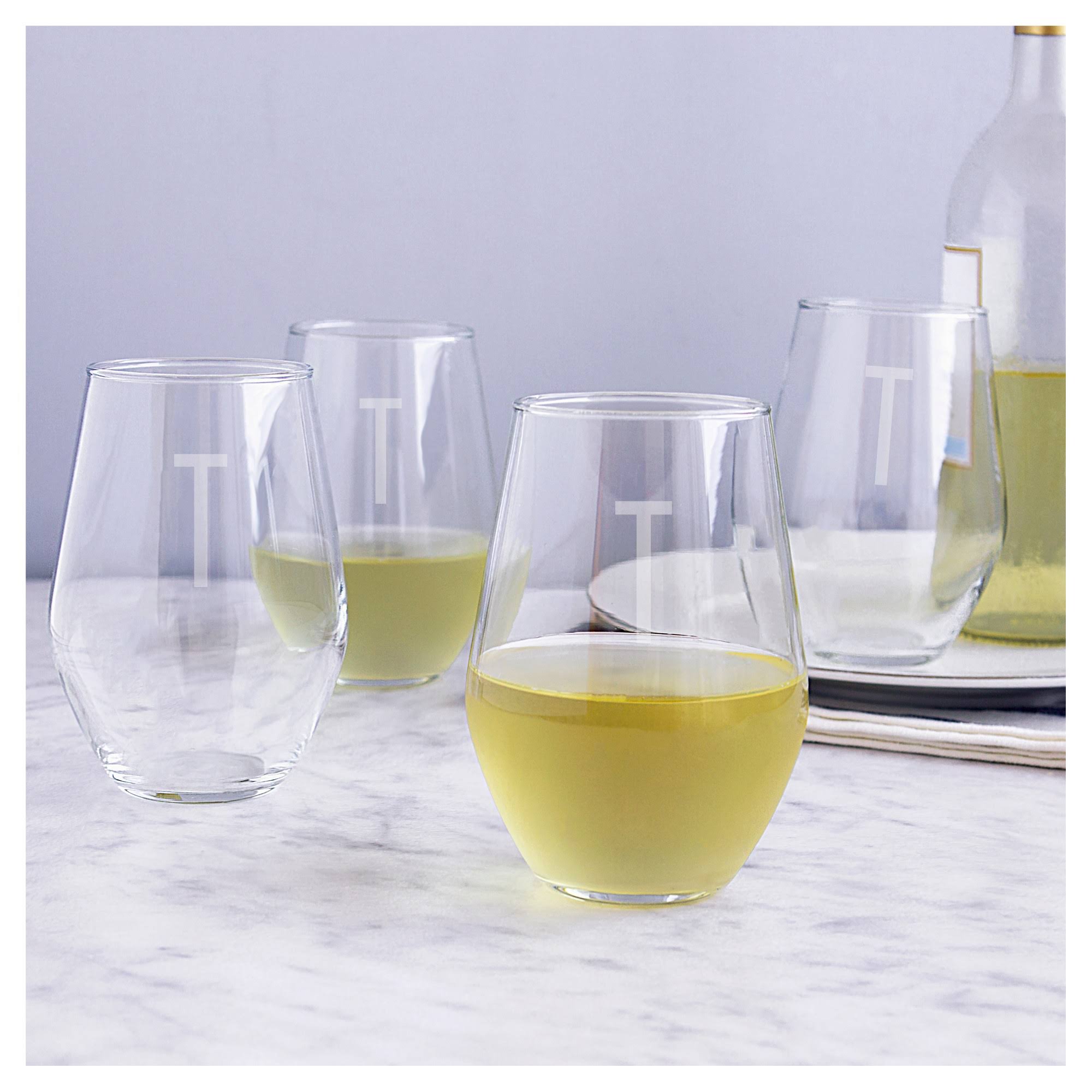 Cathyands Concepts Set Of 4 Personalized 19 Oz Contemporary Stemless Wine Glasses Wgl 03