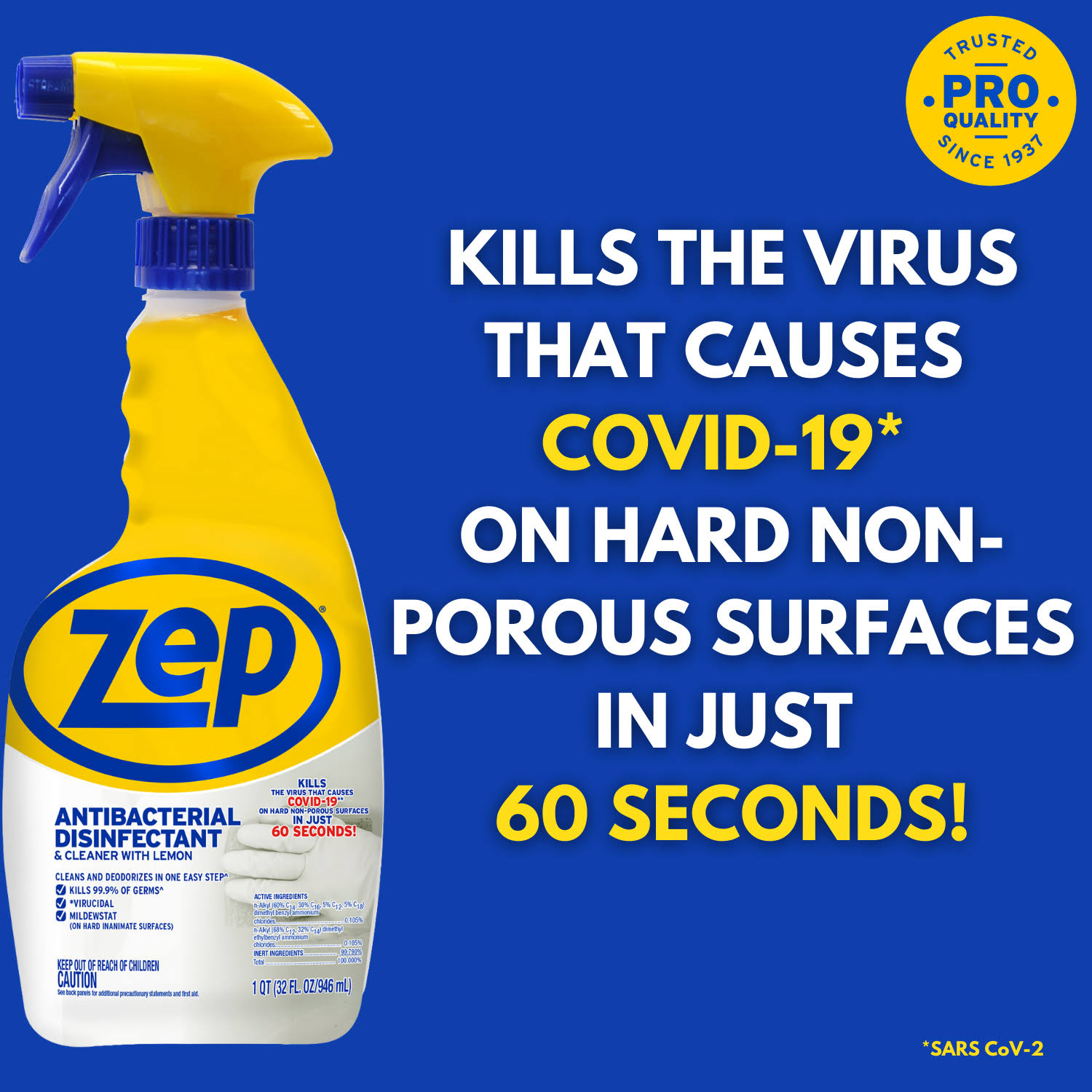 Zep Antibacterial Disinfectant Spray with Lemon 32 oz. (Case of 12