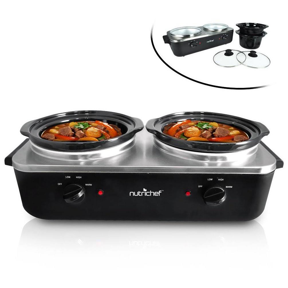 Nutrichef PKBFWM26 Dual Pot Electric Slow Cooker Food Warmer WGL03
