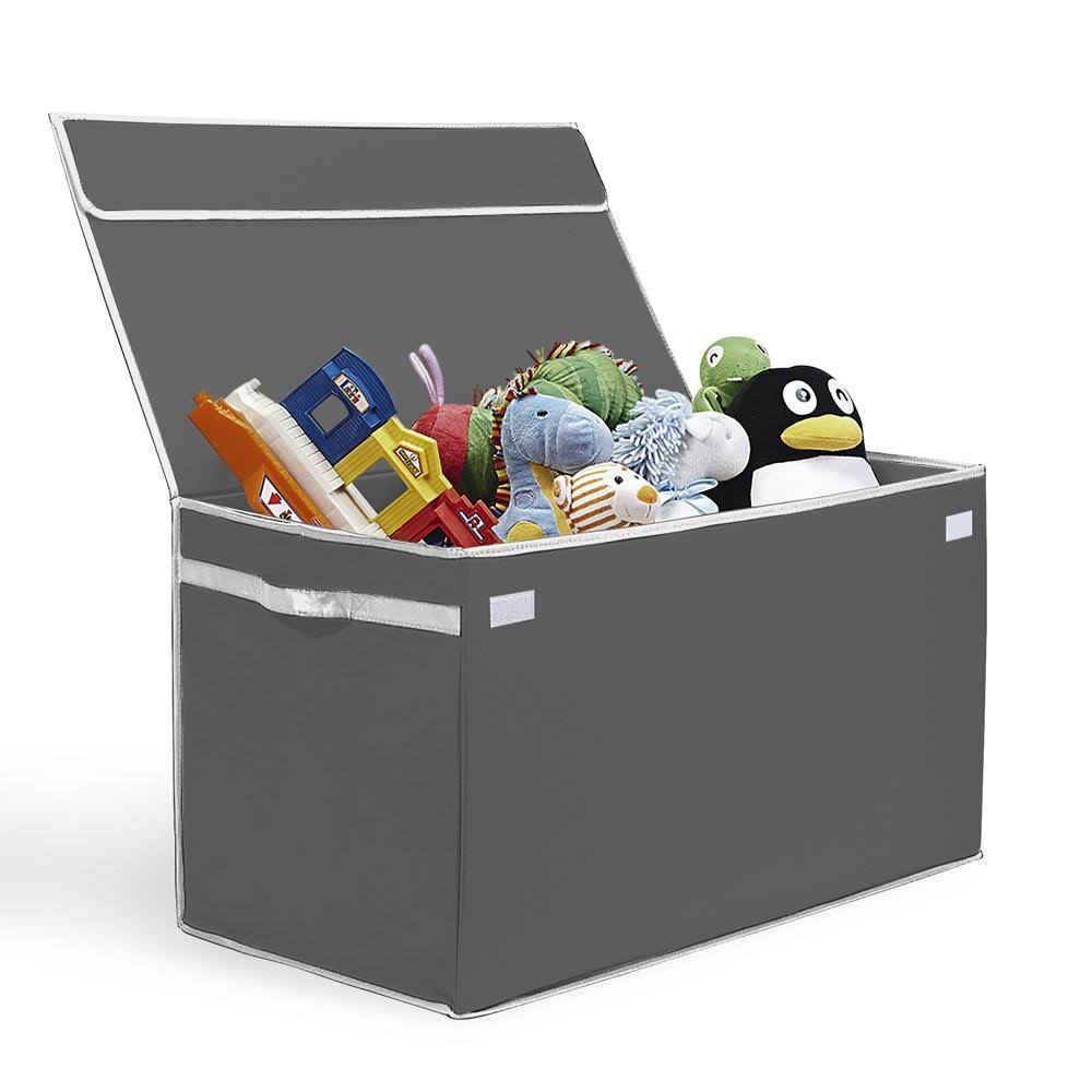 Kids Collapsible Toy Chest with FlipTop Lid, Large Gray