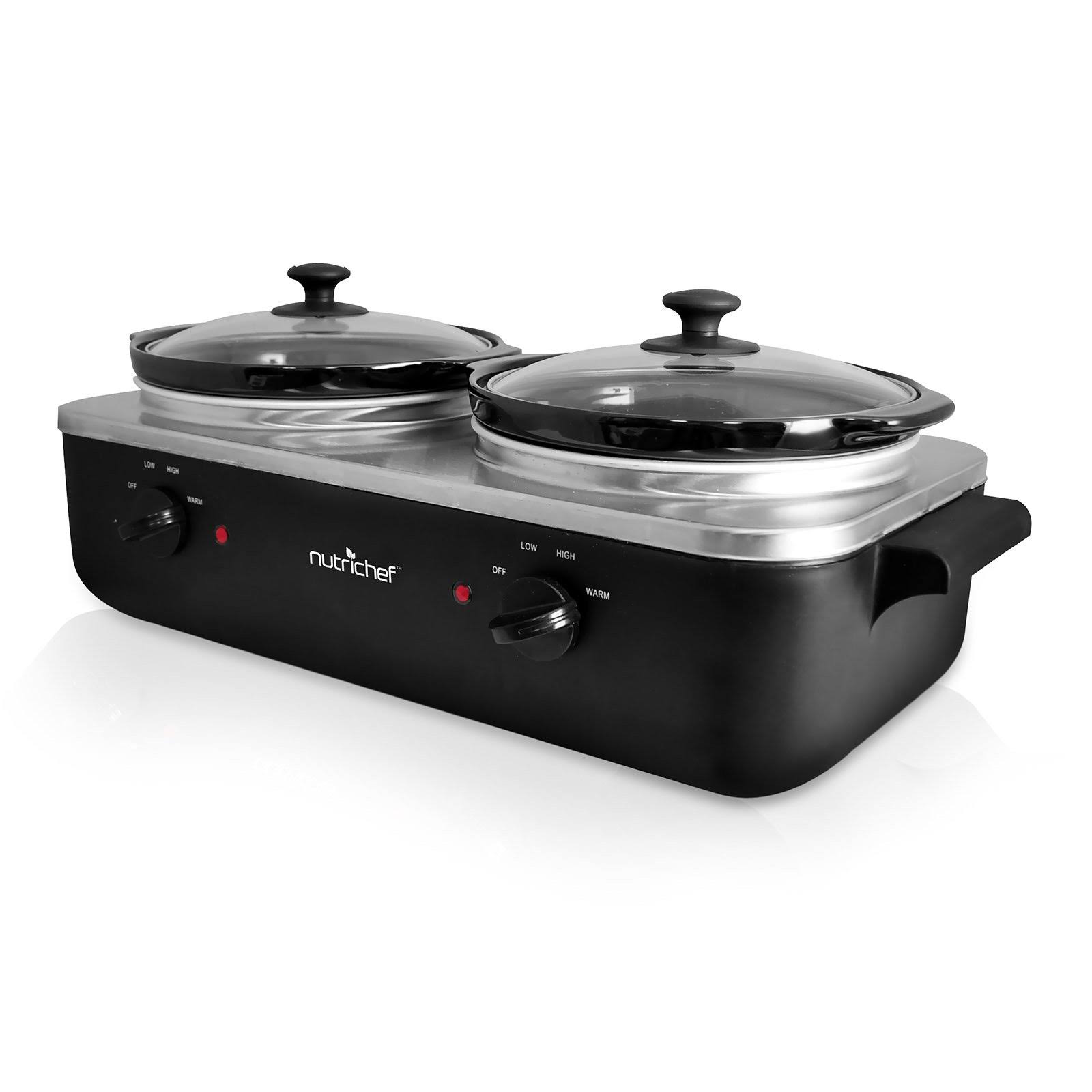 Nutrichef PKBFWM26 Dual Pot Electric Slow Cooker Food Warmer WGL03