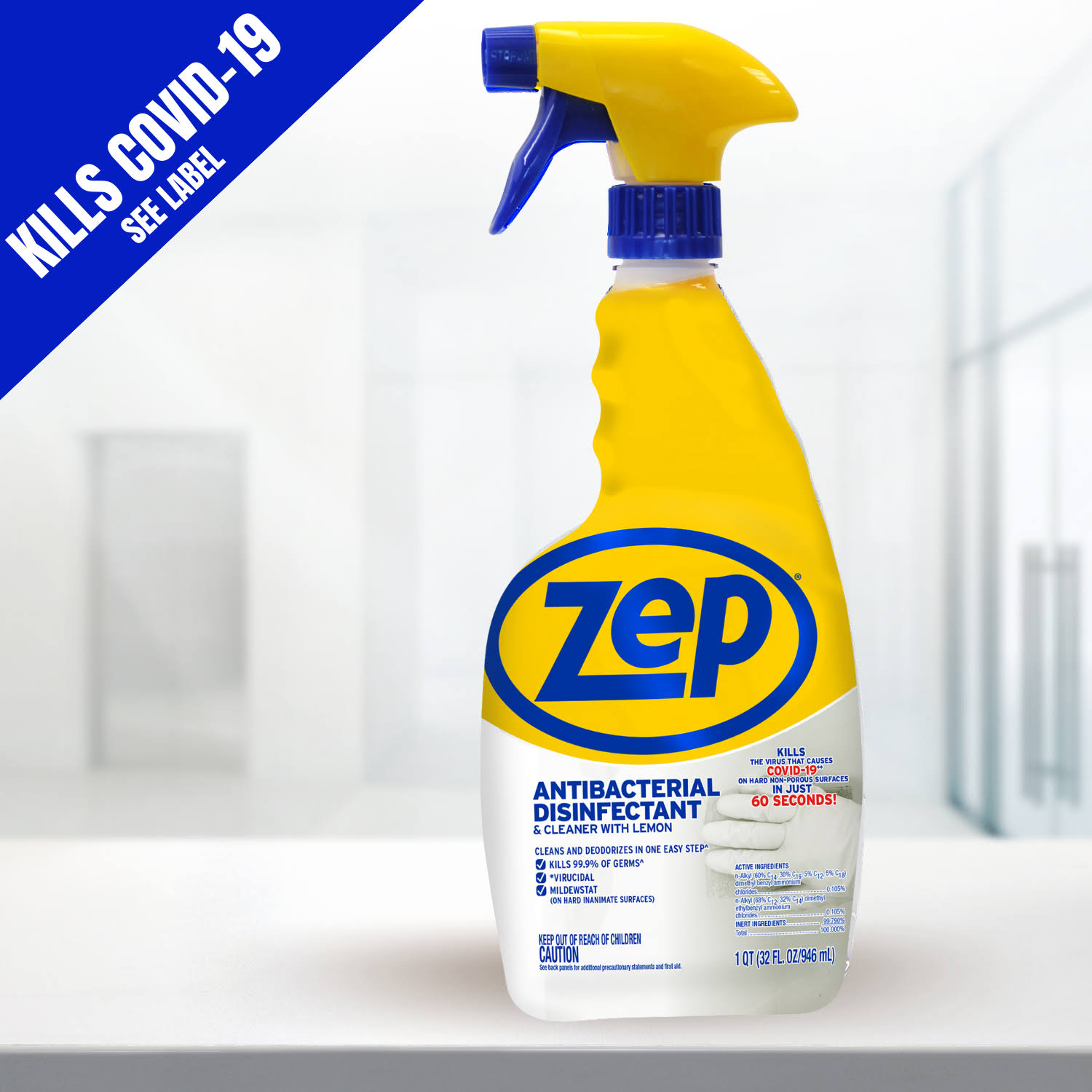 Zep Antibacterial Disinfectant Spray with Lemon 32 oz. (Case of 12