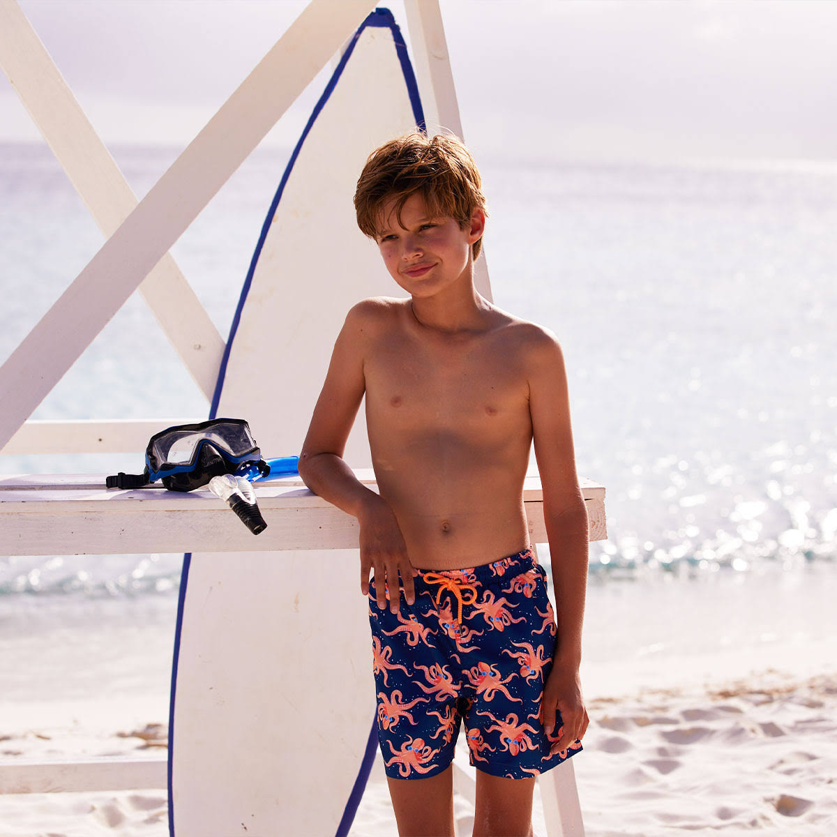 Sunuva - Kids - Navy Neon Octopus Swim Shorts 13-14 Years - Boy - WGL-03