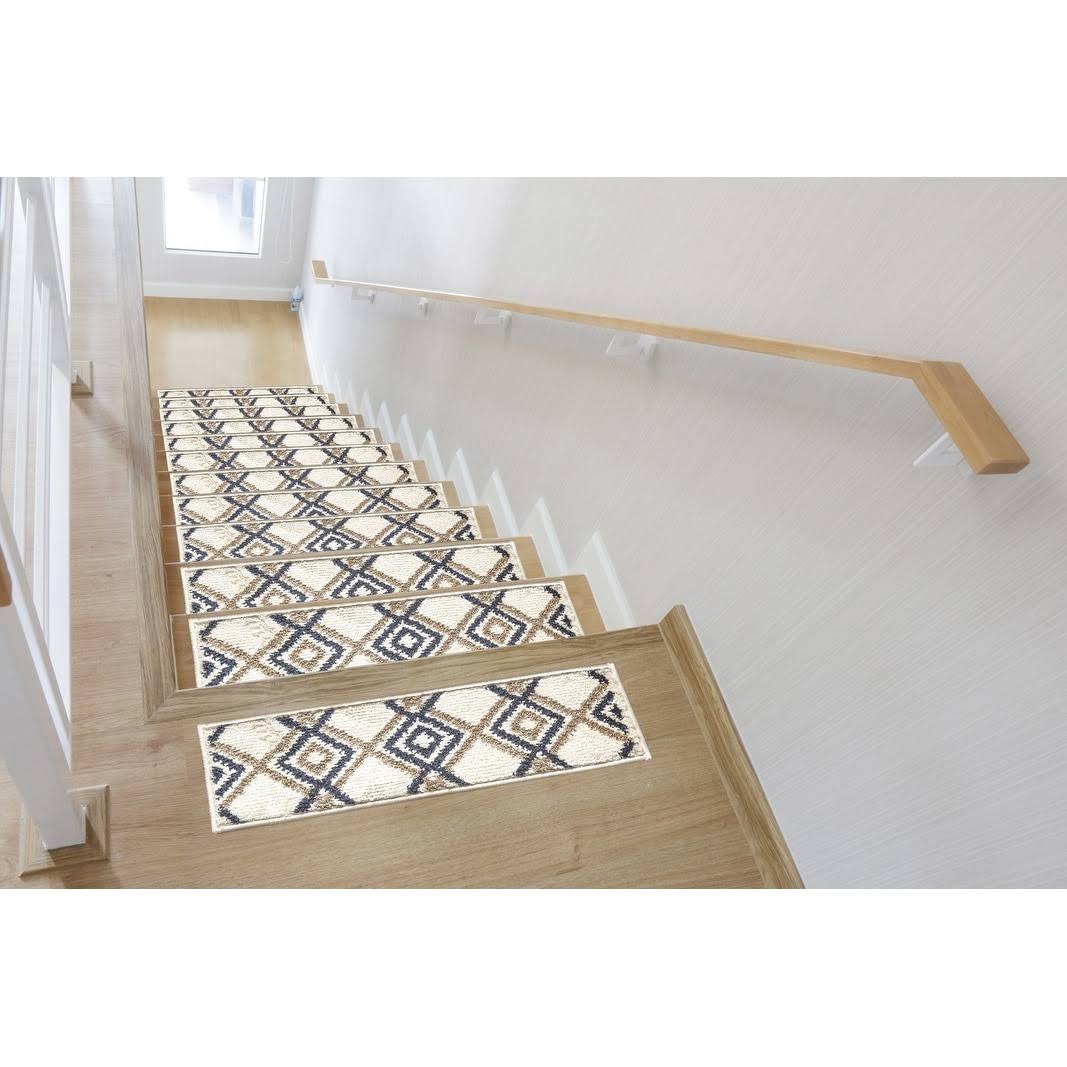 Aura, Shag Stair Treads, Deep Pile Stair Treads with Double Sided Tape 7 Green WGL03