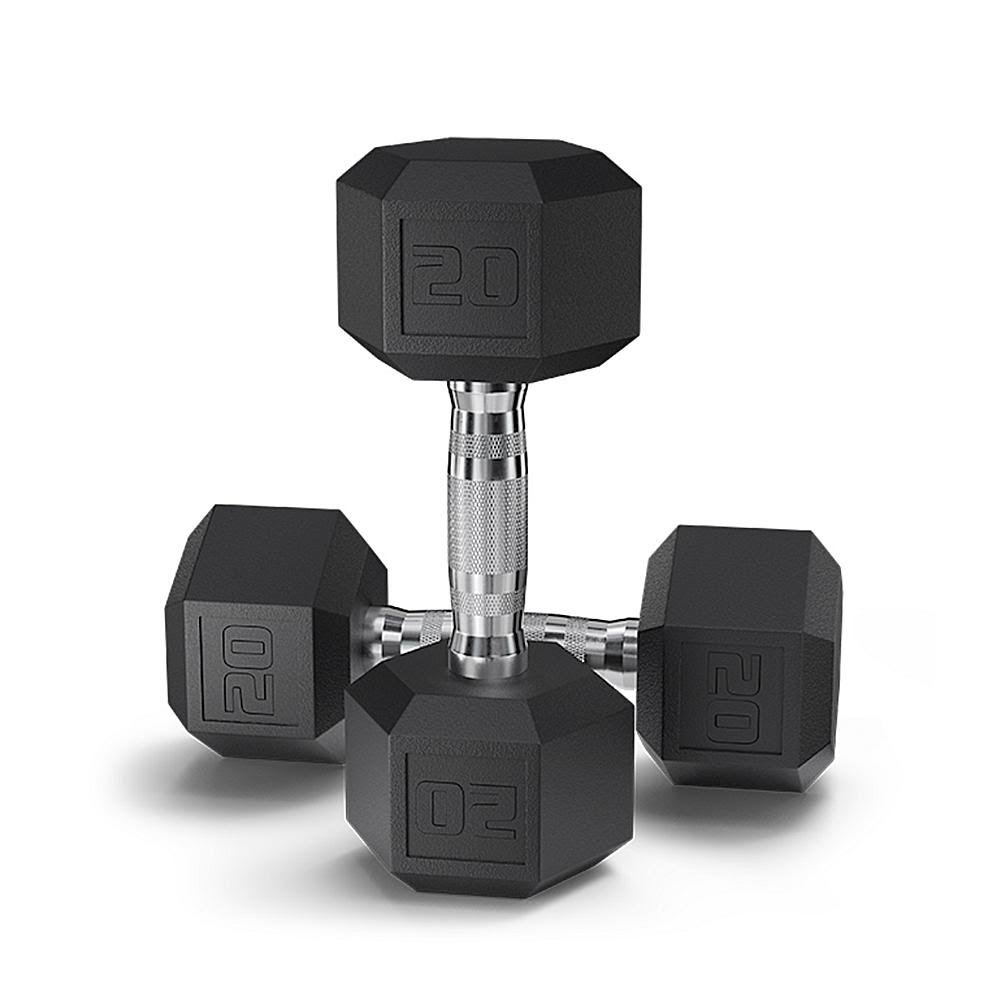 Pair of Black Coated Hex Dumbbells 20lb (9 kg) Pair WGL03