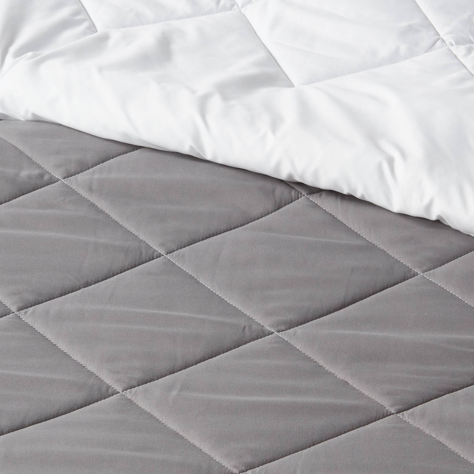 5pc Full/Queen Solid Microfiber Reversible Decorative Bed Set with Throw White Room Essentials