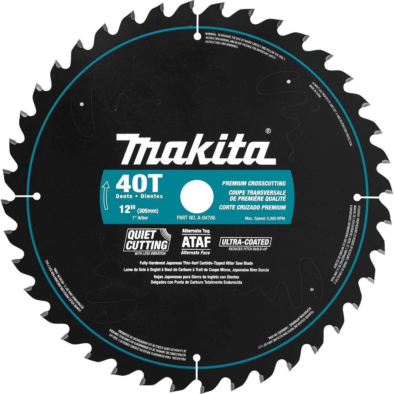 Makita A94786 12Inch 40T UltraCoated Miter Saw Blade WGL03