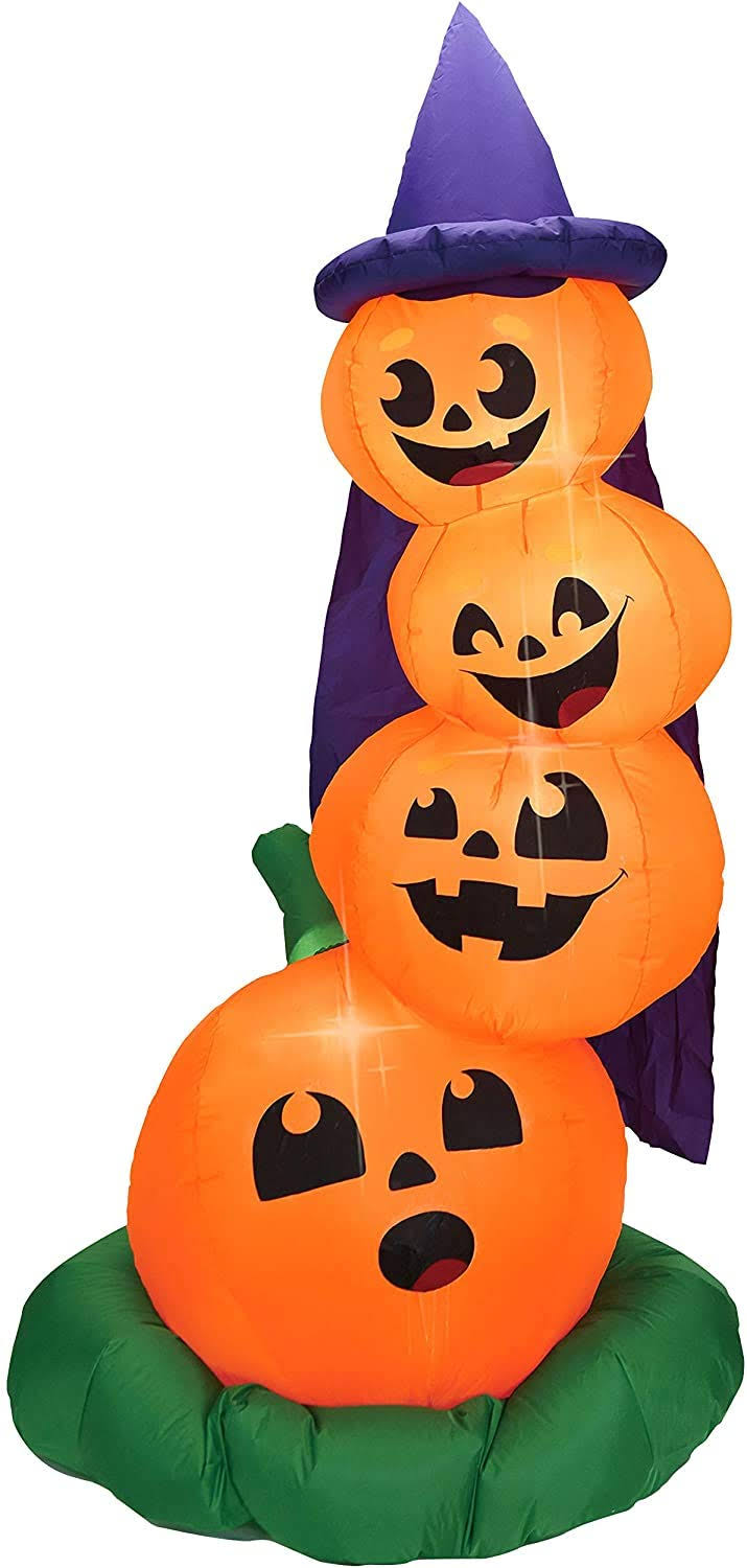 Joiedomi Halloween 6 ft Inflatable Stacked Pumpkins with Build-in LEDs ...