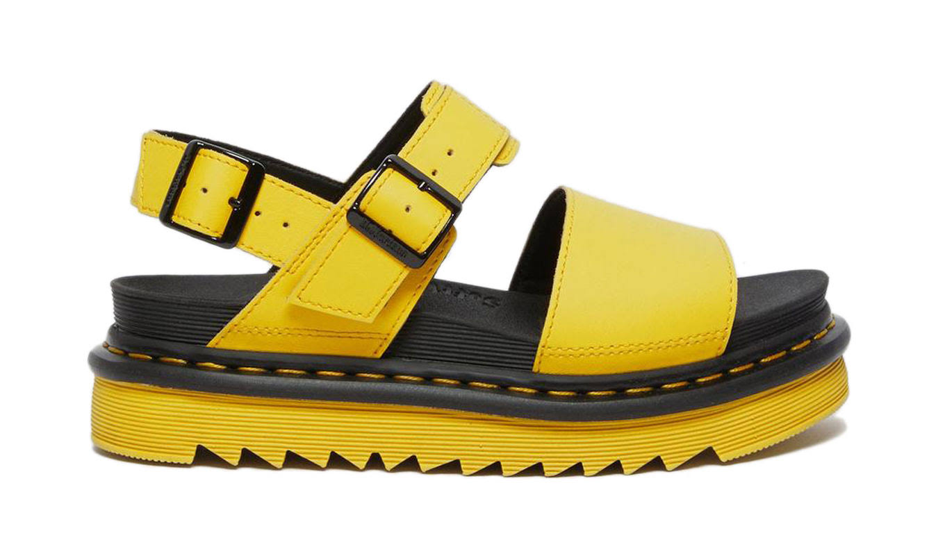 voss women's leather strap sandals yellow