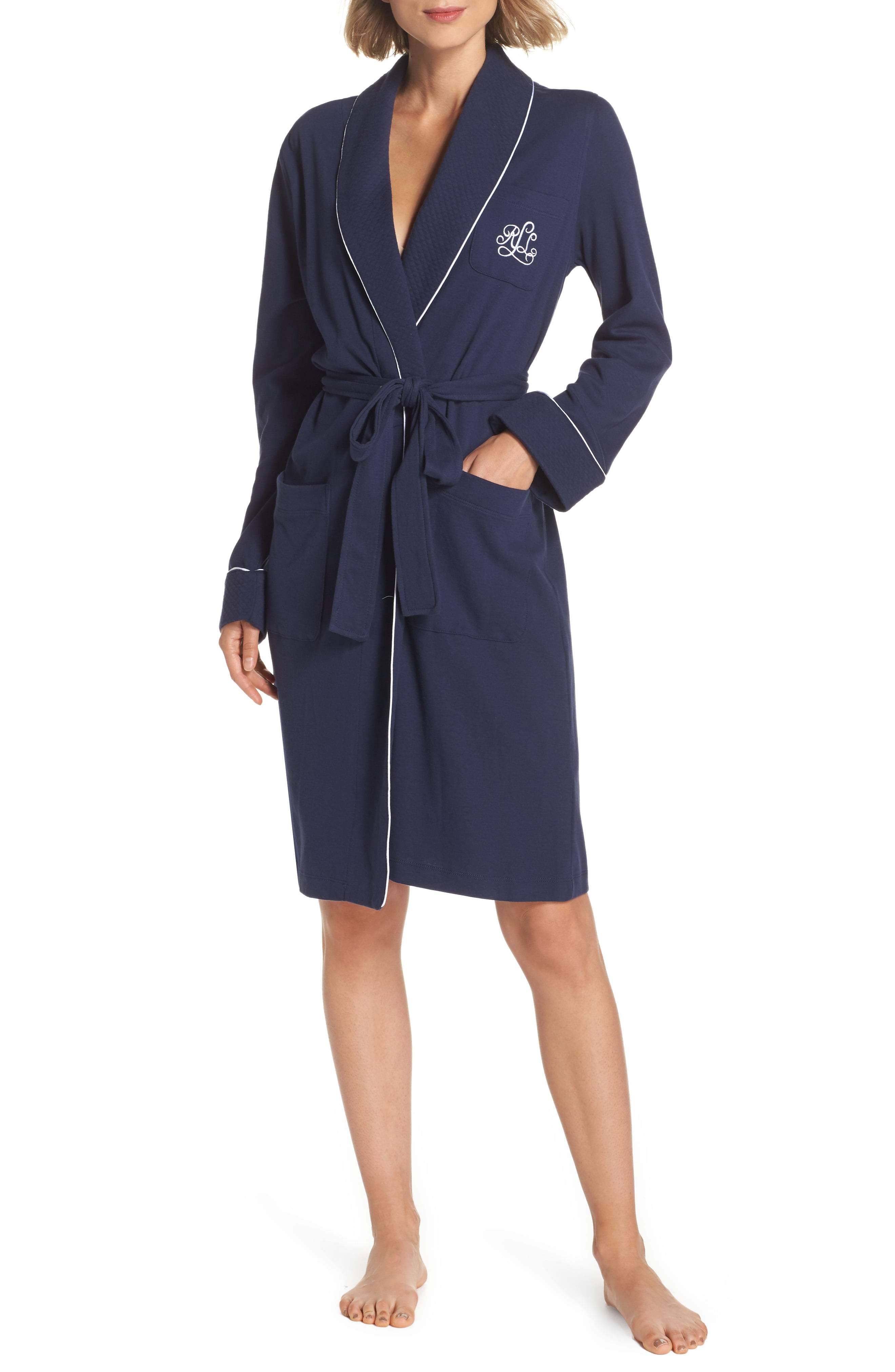 lauren ralph lauren quilted shawl collar short robe