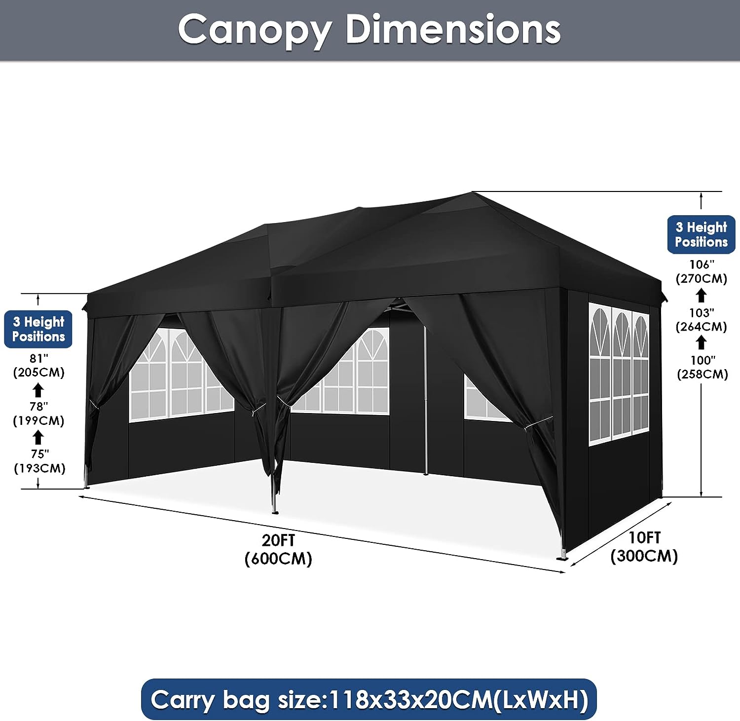 TOOLUCK Folding Gazebo Waterproof Stable Popup Foldable Gazebo Anti-UV ...