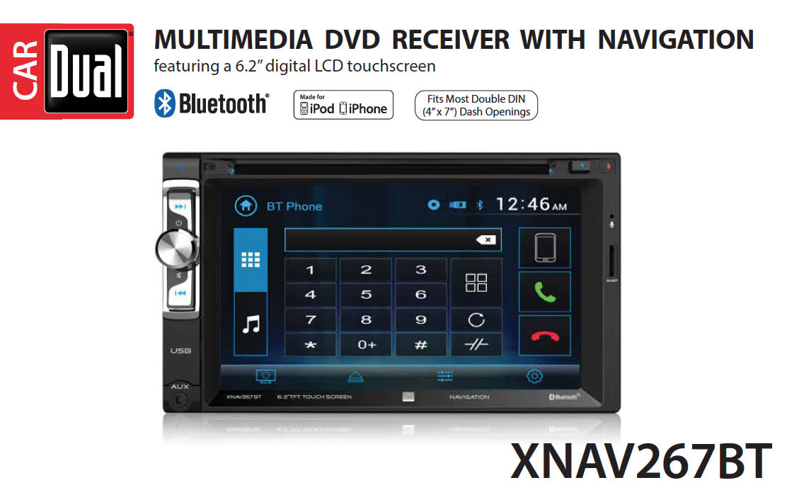 Dual Electronics XNAV267BT 6.2 inch LED 