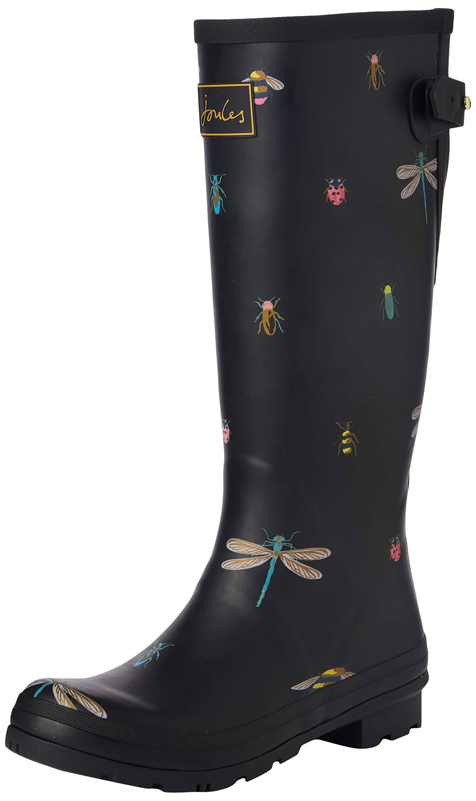 joules black bug wellies