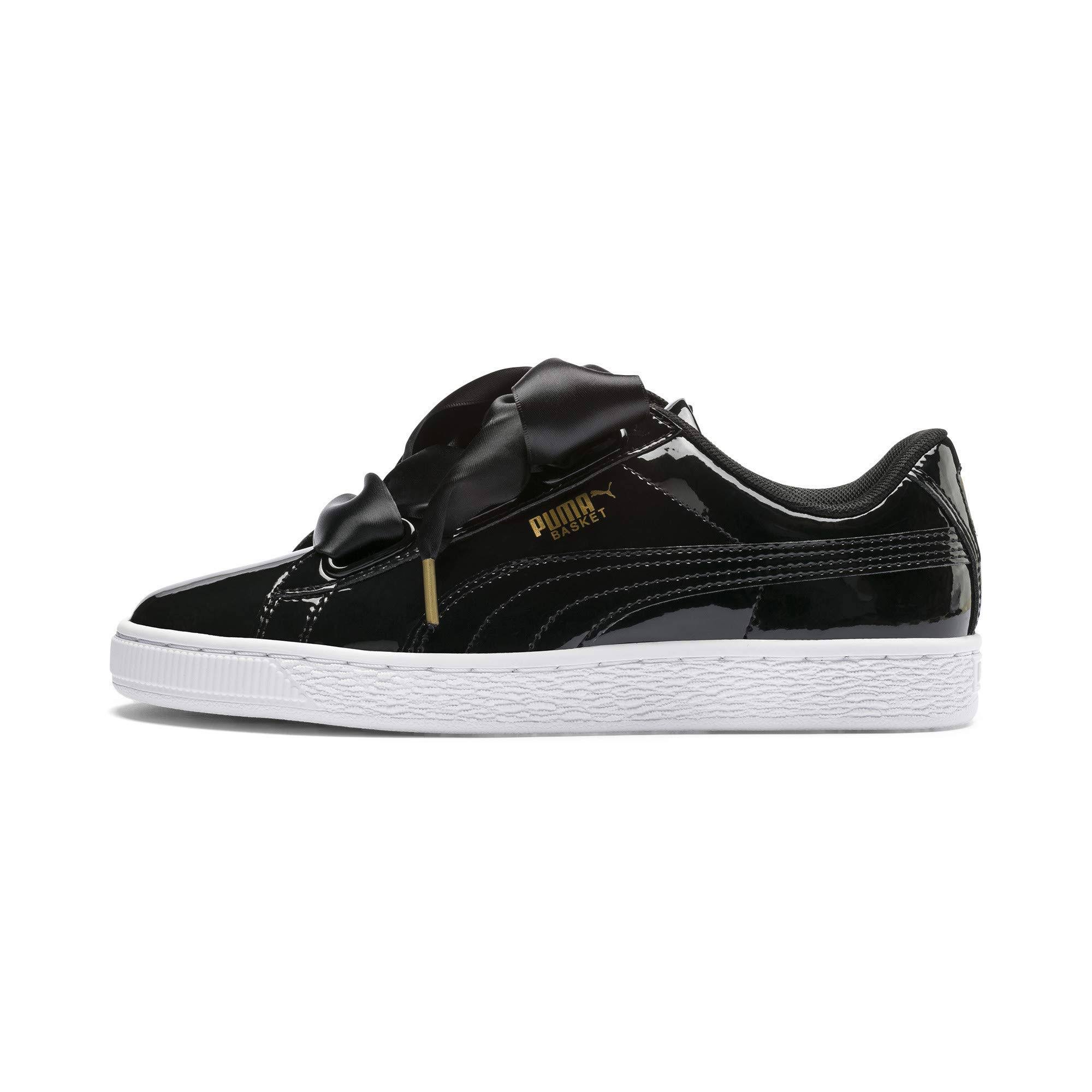 puma basket heart trainers black patent