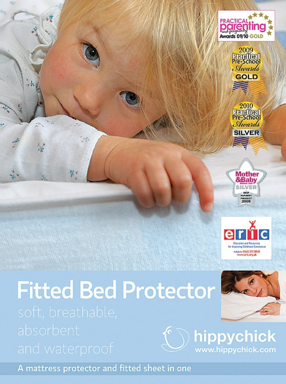 Hippychick Mattress Protector Fitted Sheet, 60 x 120 cm Cot Nvilo