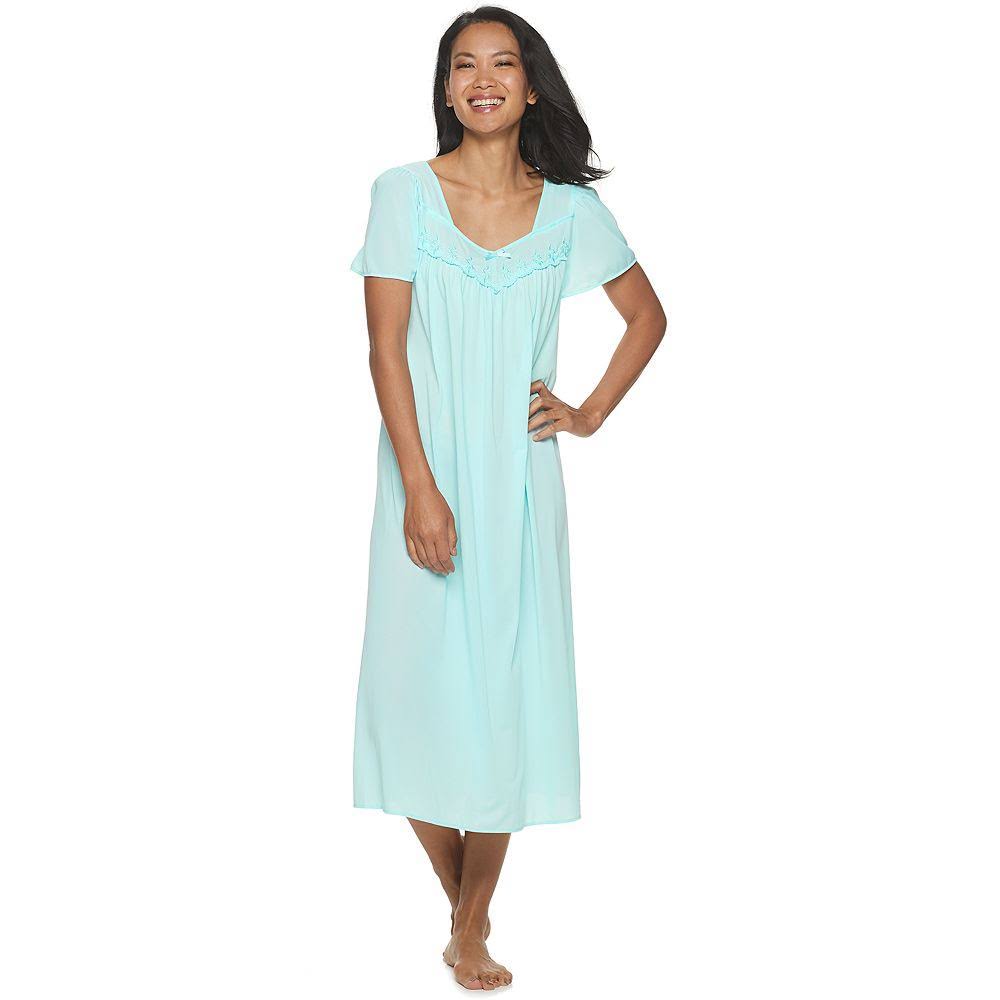 Miss Elaine Essentials Pajamas: Tricot Nightgown - Women's - Seafoam ...
