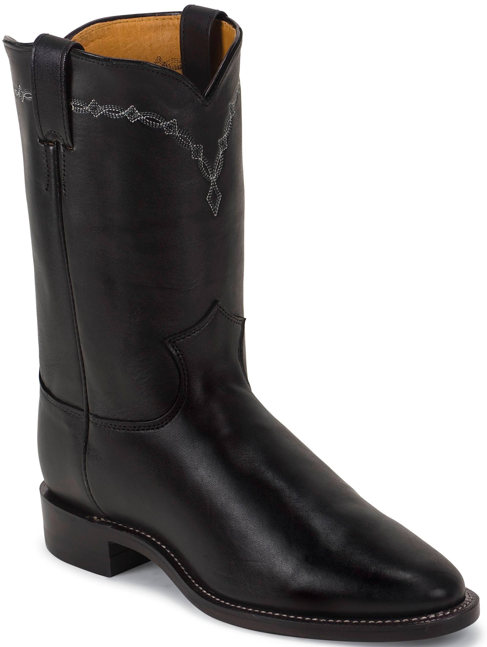 Justin Men's Brock Black Leather Roper Boots Nvilo