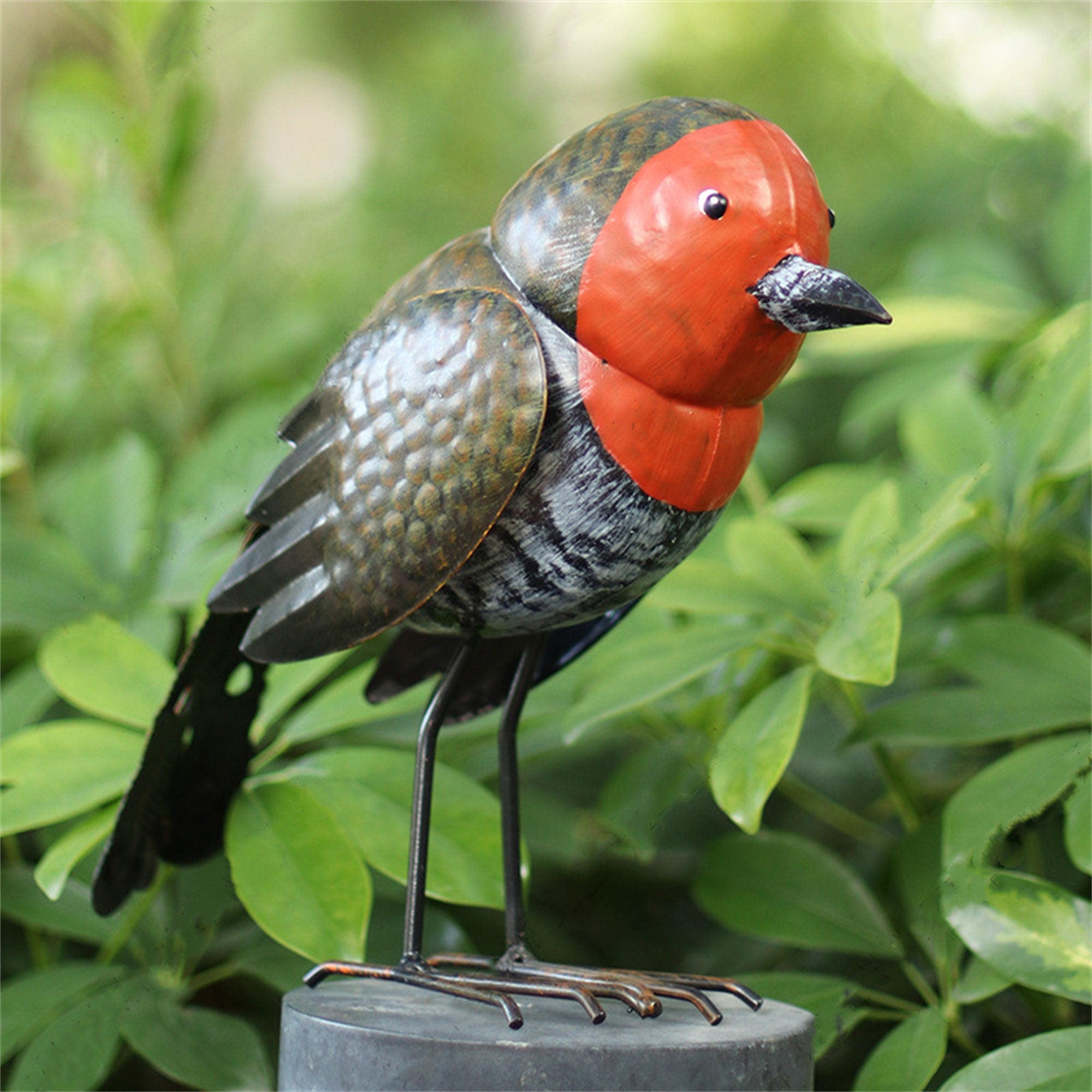 Metal Standing Bird Statue Garden Decor