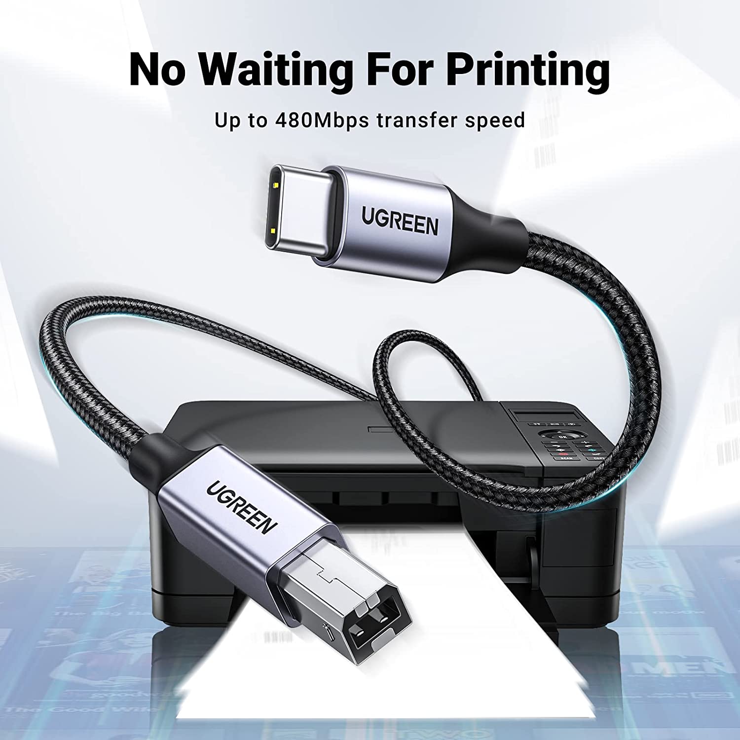 UGREEN USB C Printer Cable to USB B 3 FT