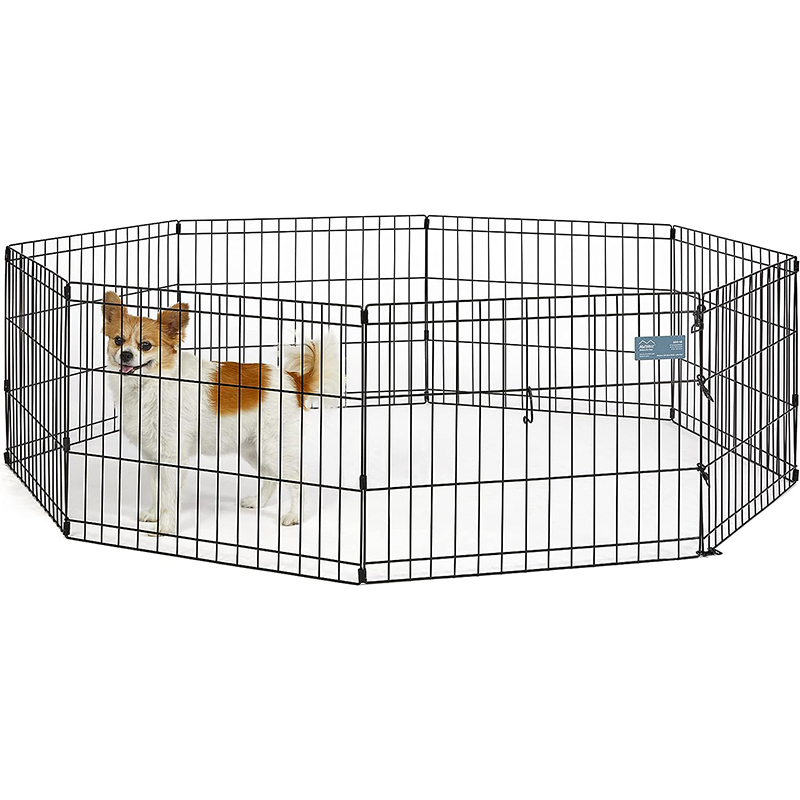 MidWest Homes for Pets Foldable Metal Dog Exercise Pen / Pet Playpen. Black w/ door, 24'W x 30'H, 1-Year Manufacturer's Warranty