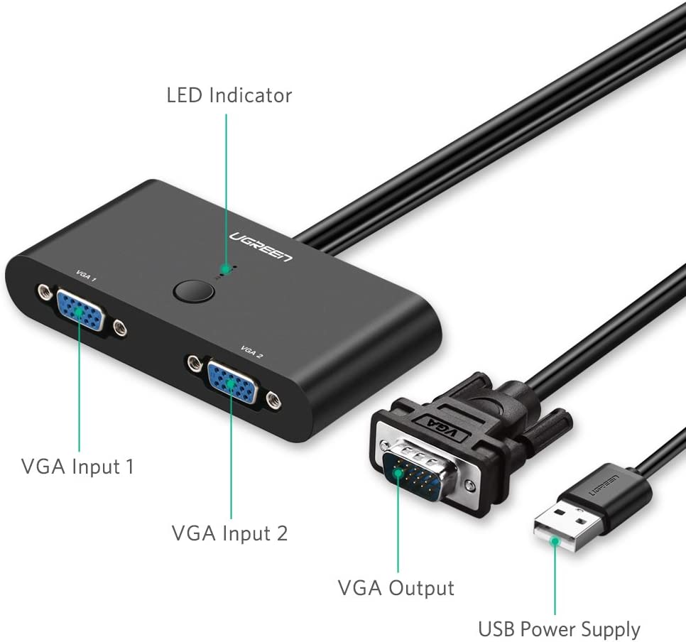 UGREEN VGA 2 in 1 Out Switch 2 Port
