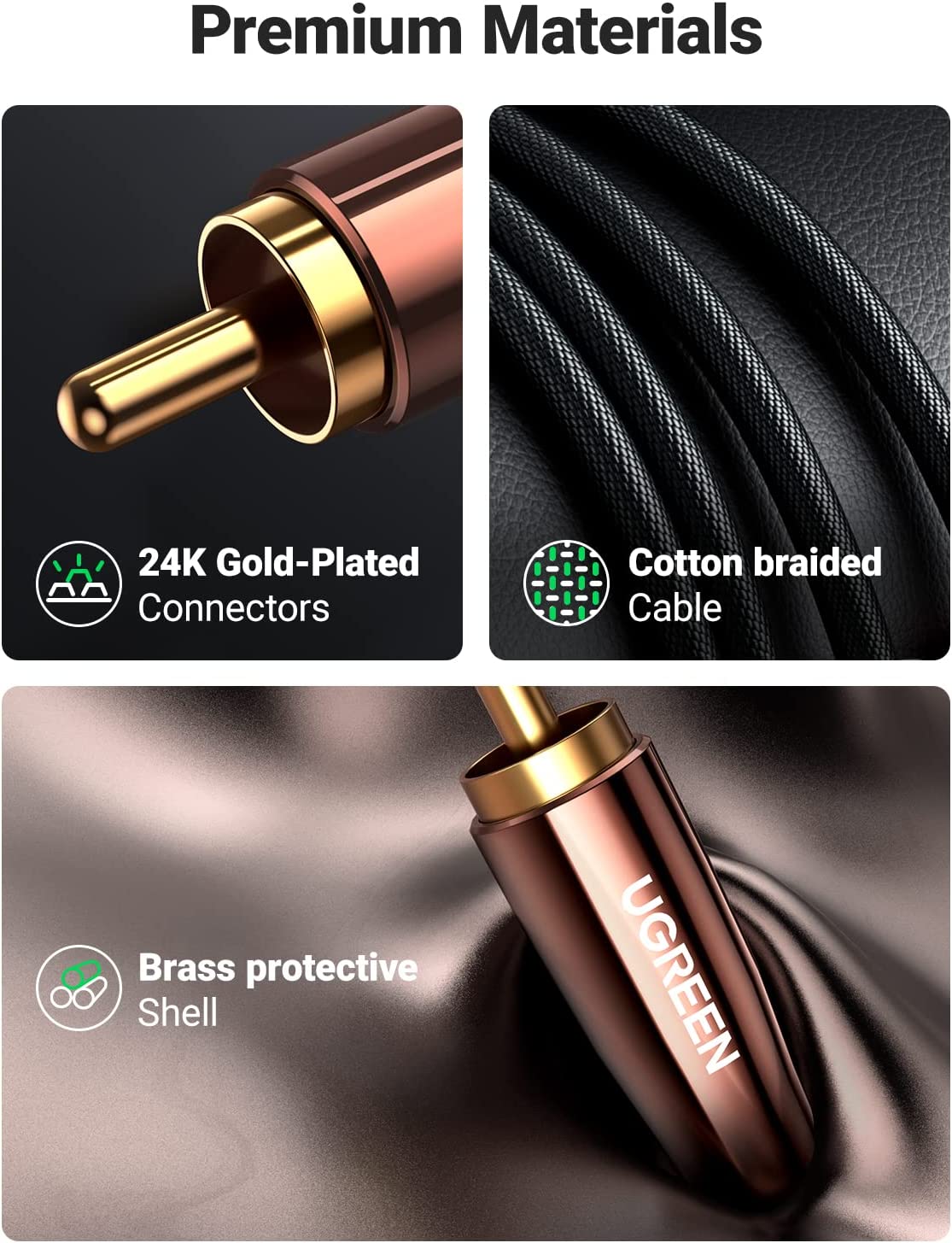 UGREEN RCA Cable MFi Certified Lightning to RCA Cable for iPhone