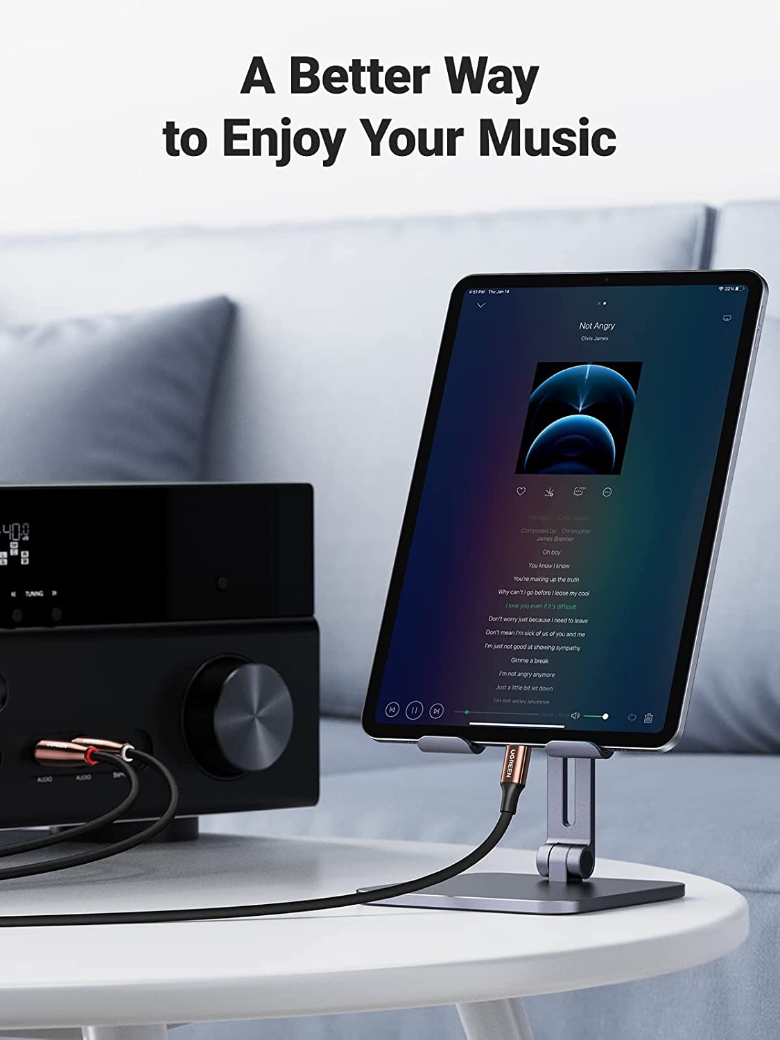 UGREEN RCA Cable MFi Certified Lightning to RCA Cable for iPhone