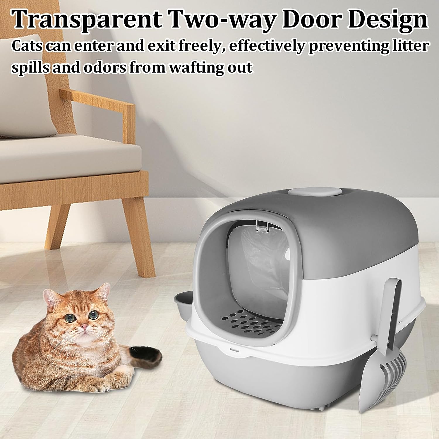 kathson Foldable Cat Litter Box with Lid Large Covered Cat Litter Box