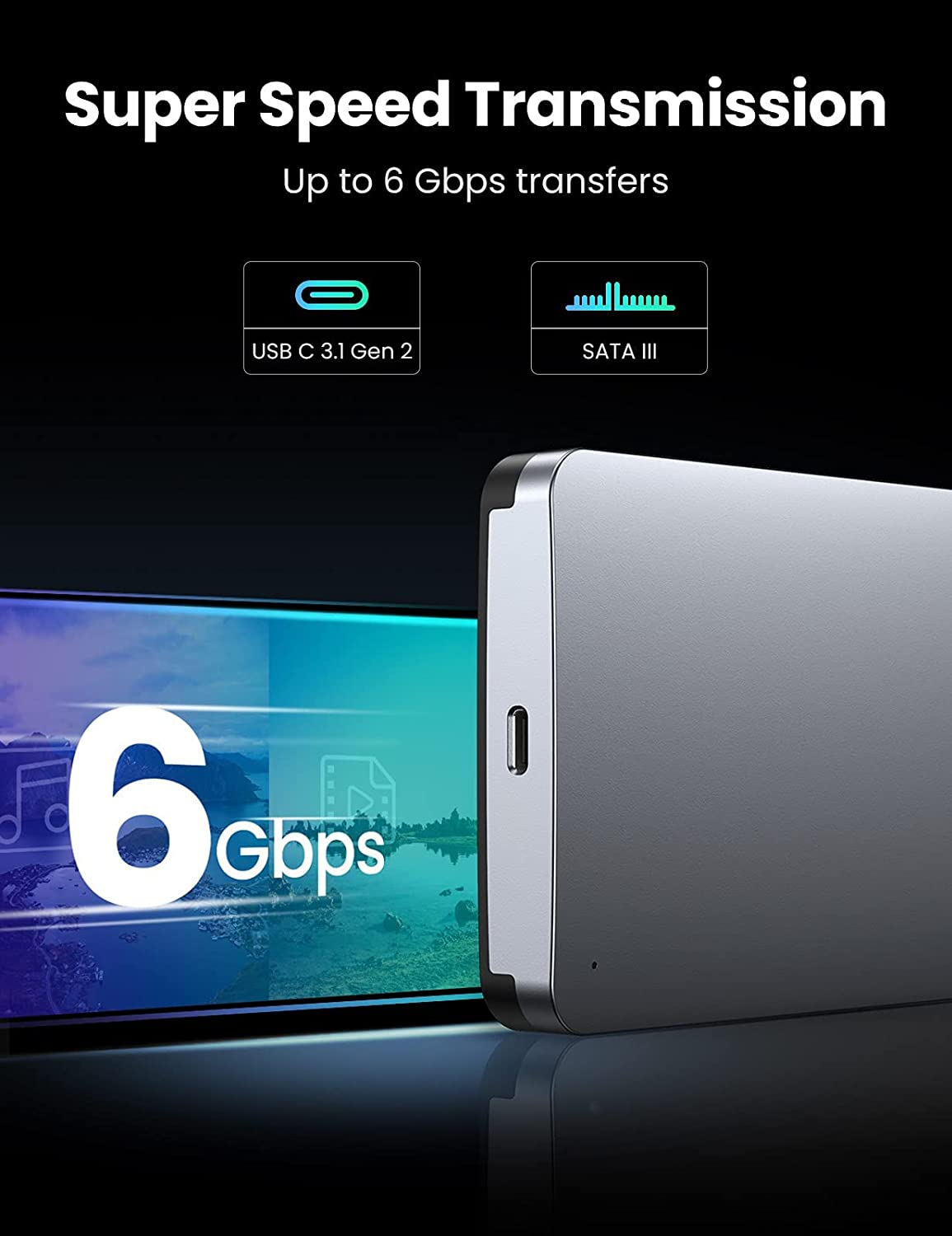 UGREEN USB C Hard Drive Enclosure for 2.5