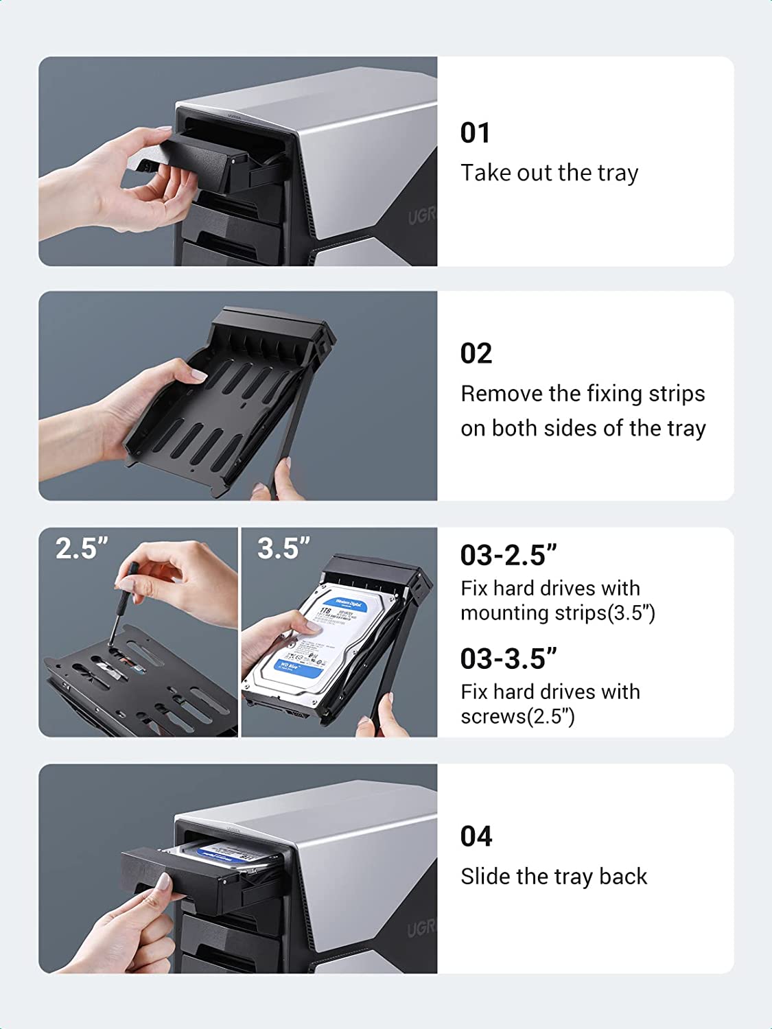 UGREEN 5 Bay USB-C to SATA HDD SSD RAID Enclosure