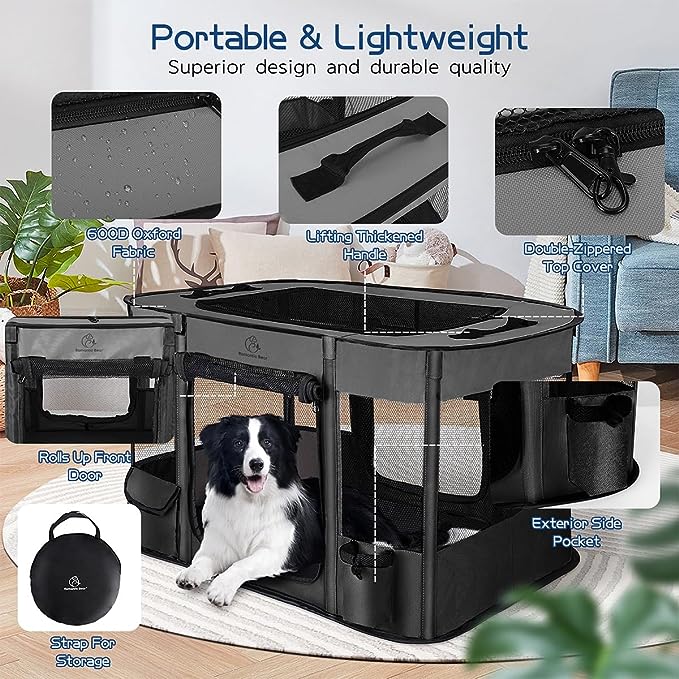 Dog Playpen,Pet Playpen, Foldable Dog Cat Playpens,Portable Exercise Kennel Tent, Water-Resistant Removable Shade Cover, Indoor Outdoor Travel Camping Use for Small Animals + Free Carrying Case