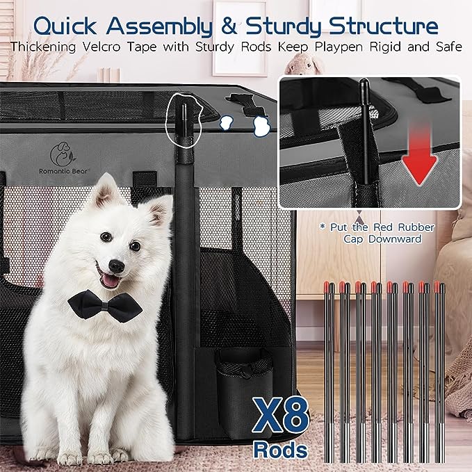 Dog Playpen,Pet Playpen, Foldable Dog Cat Playpens,Portable Exercise Kennel Tent, Water-Resistant Removable Shade Cover, Indoor Outdoor Travel Camping Use for Small Animals + Free Carrying Case