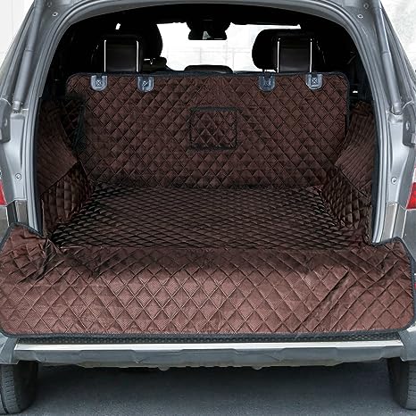 PETICON SUV Cargo Liner for Dogs, Waterproof Pet Cargo Cover Dog Seat Cover Mat for SUVs Sedans Vans with Bumper Flap Protector, Non-Slip, Large Size Universal Fit, Black