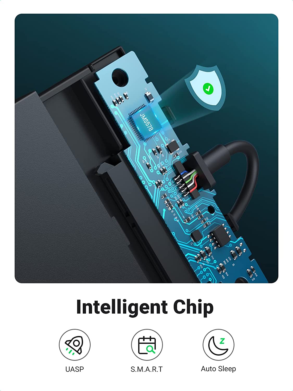 UGREEN 2.5 Inch Hard Drive Enclosure Integrate with 1.6FT Cable