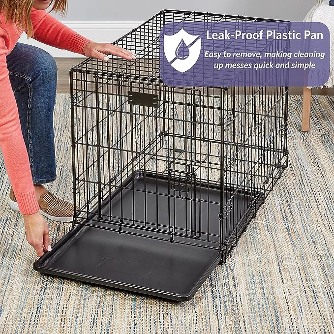 MidWest Homes for Pets Newly Enhanced Single & Double Door iCrate Dog Crate, Includes Leak-Proof Pan, Floor Protecting Feet , Divider Panel & New Patented Features