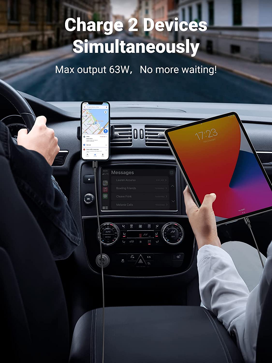 63W USB C Car Charger Adapter