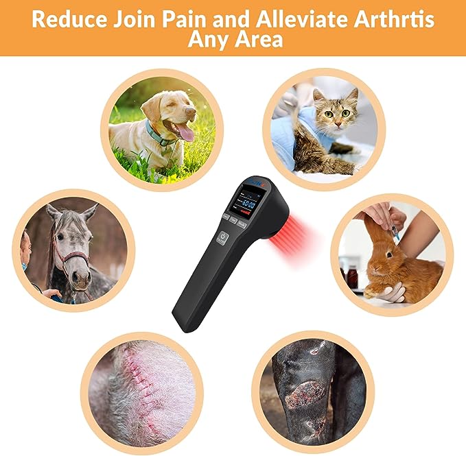 ZJKC Cold Laser Therapy Device for Muscle & Joint, 4x808nm+16x650nm, Pain Relief, Accelerate Healing, Home Light Therapy for Dogs, Cats, Horses and Animals(Black)