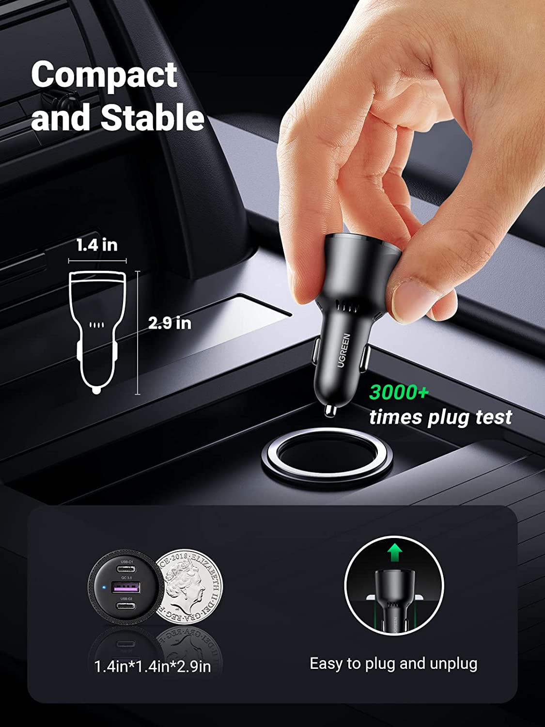 UGREEN 69W USB C Car Charger