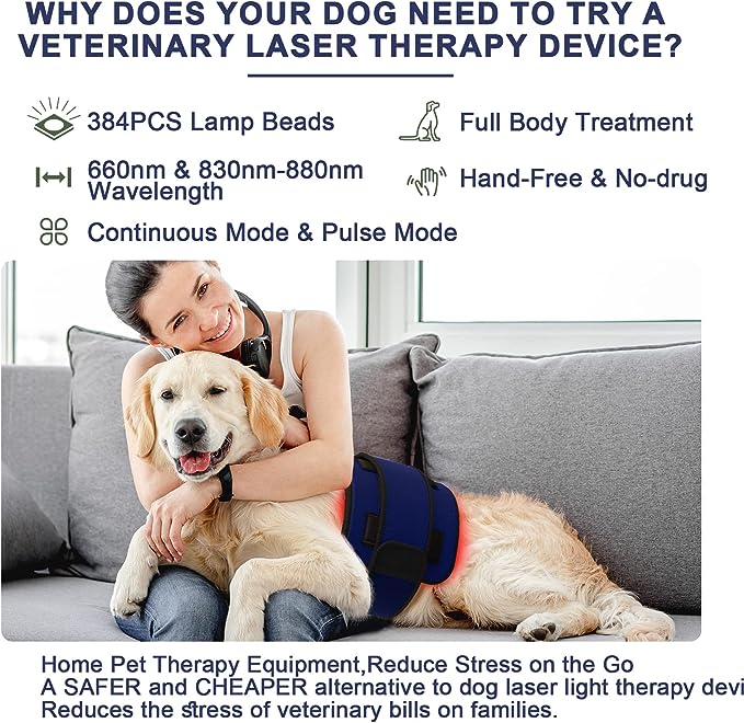 PUPCA Cold Laser Therapy Device for Dogs, Infrared Light Therapy for Pets, Red Light Therapy Belt for Joint and Muscle Pain Relief, Suitable for Dogs, Cats, Horses