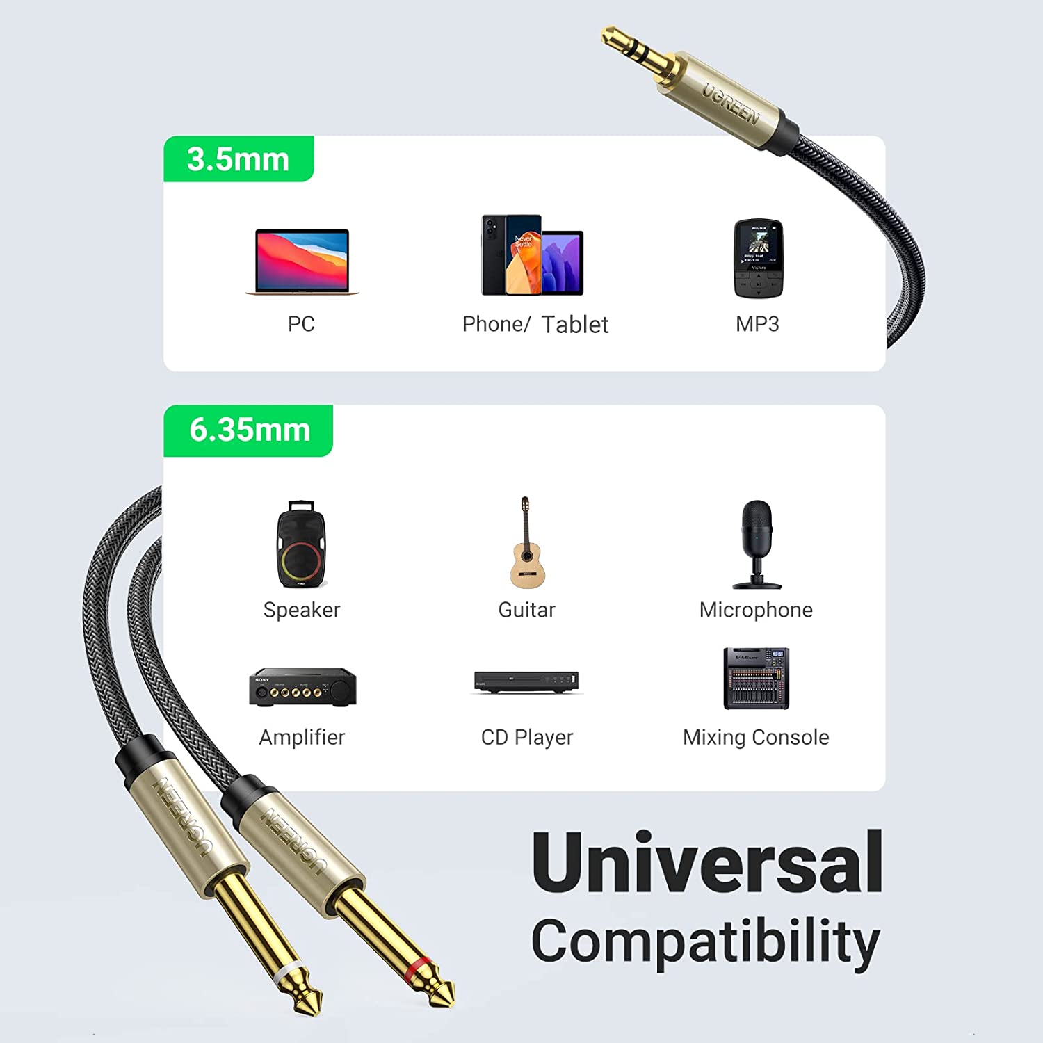 UGREEN 1/8 to 1/4 Stereo Cable